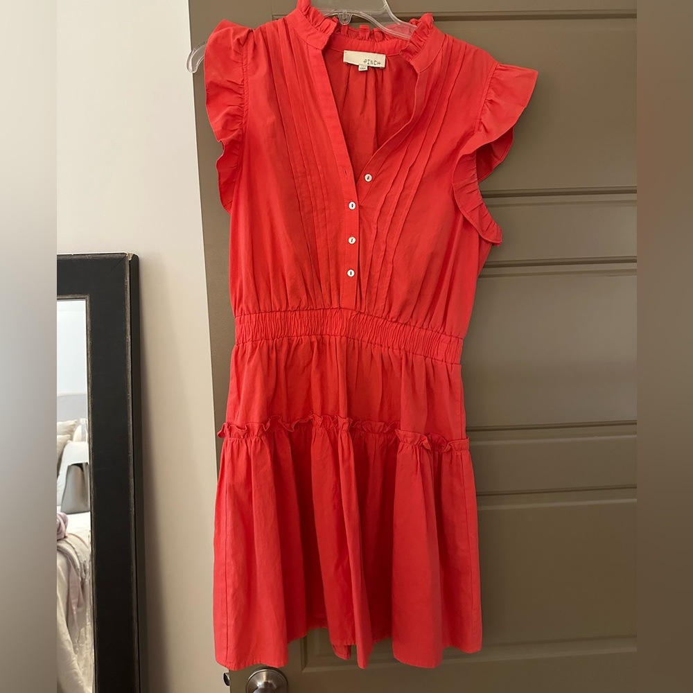 Pinch Orange Sleeveless Sundress with Flutter Sleeves